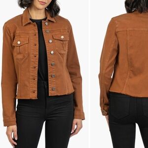 Kut From The Kloth Kara Rust Denim Jacket Raw Hem Medium